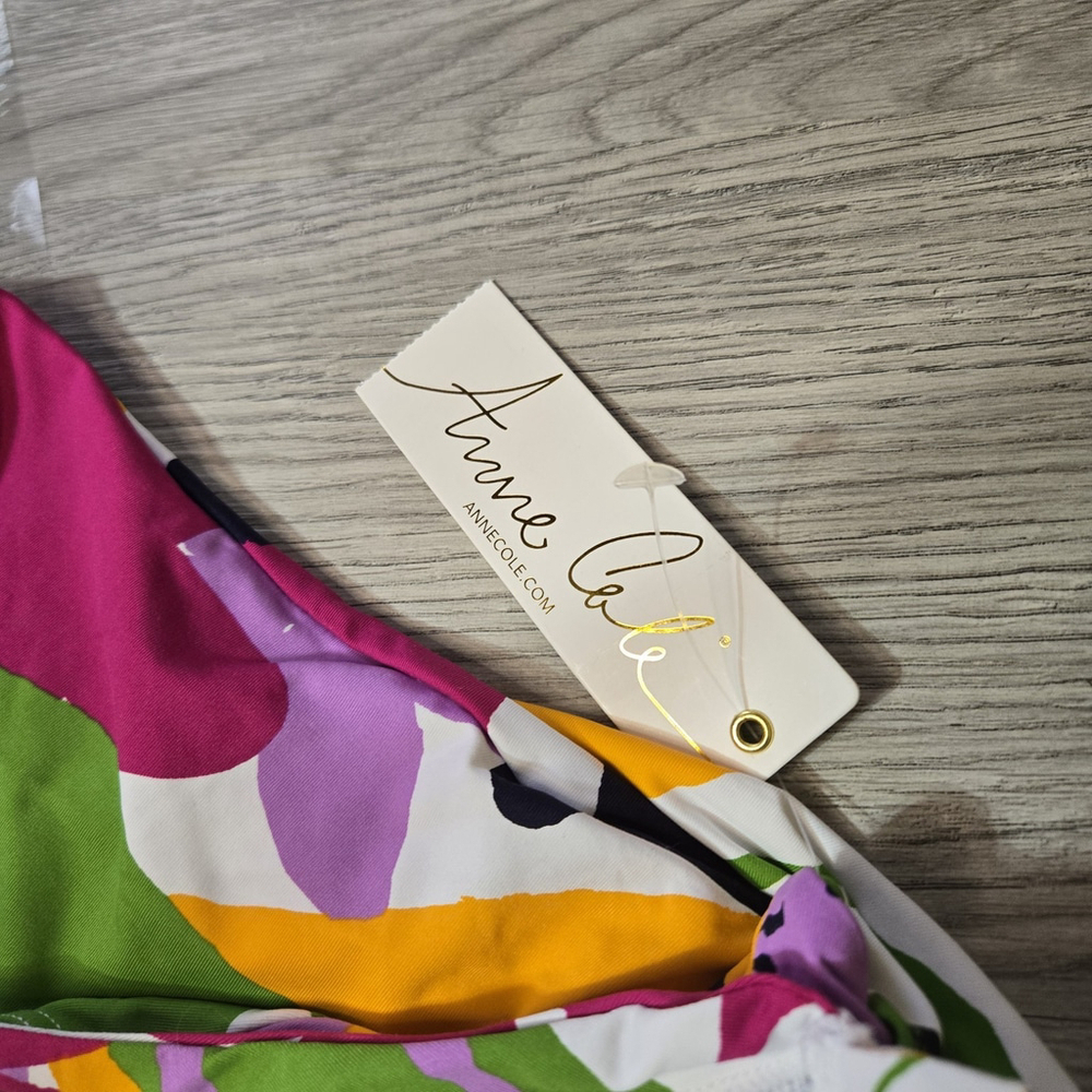 Anne Cole Colorful Floral Long Sleeve Zip Front Rash Guard Swim Top NWT Large - Picture 8 of 11
